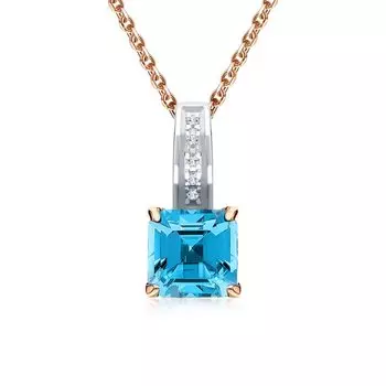 Золотая подвеска с бриллиантами природными и топазами природными