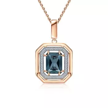 Золотая подвеска с бриллиантами природными и топазами природными