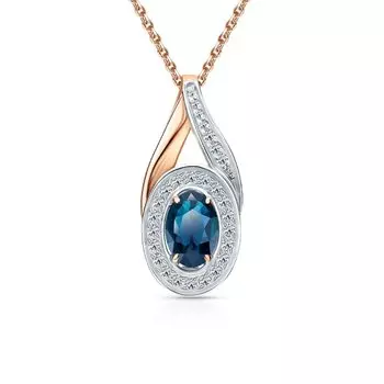 Золотая подвеска с бриллиантами природными и топазами природными