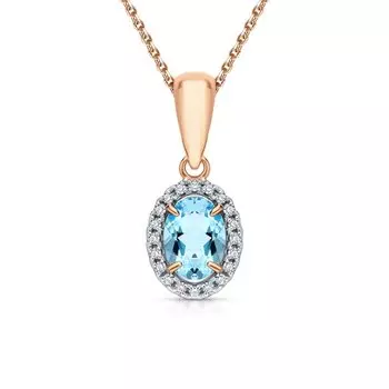 Золотая подвеска с бриллиантами природными и топазами природными