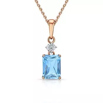 Золотая подвеска с бриллиантами природными и топазами природными