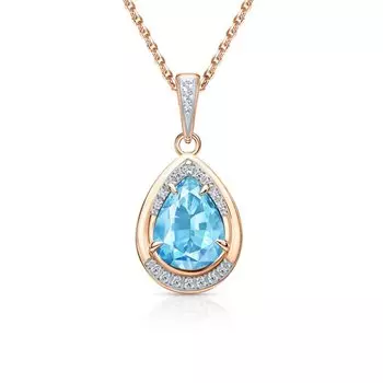 Золотая подвеска с бриллиантами природными и топазами природными