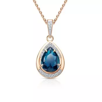 Золотая подвеска с бриллиантами природными и топазами природными