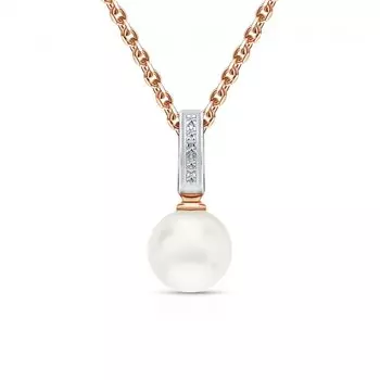 Золотая подвеска с бриллиантами природными и жемчугом