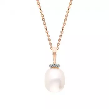 Золотая подвеска с бриллиантами природными и жемчугом