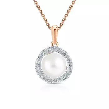 Золотая подвеска с бриллиантами природными и жемчугом природным культивированным