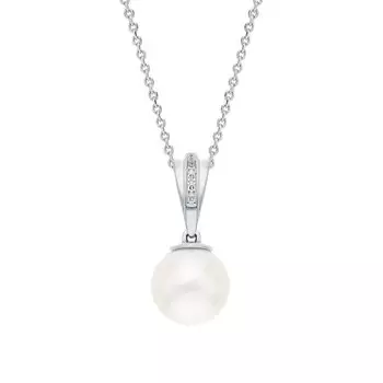 Золотая подвеска с бриллиантами природными и жемчугом природным культивированным