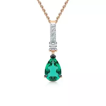 Золотая подвеска с бриллиантами природными, сапфирами природными и изумрудами выращенными