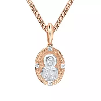 Золотая подвеска с бриллиантами "Святая Блаженная Матрона"