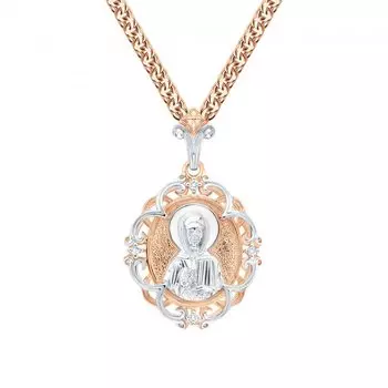 Золотая подвеска с бриллиантами "Святая Блаженная Матрона"