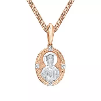 Золотая подвеска с бриллиантами "Святой Николай Чудотворец"