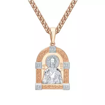 Золотая подвеска с бриллиантами "Святой Николай Чудотворец"