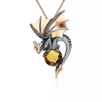 Золотая подвеска с цитринами и кварцами дымчатыми