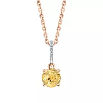 Золотая подвеска с цитрином природным и фианитами