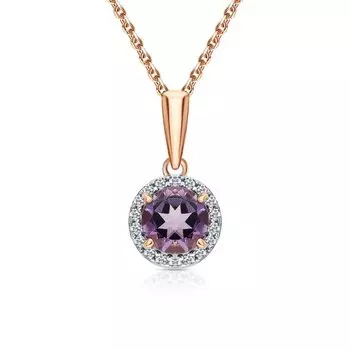 Золотая подвеска с фианитами и аметистами природными