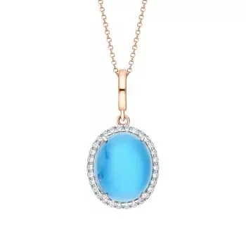 Золотая подвеска с фианитами и бирюзой