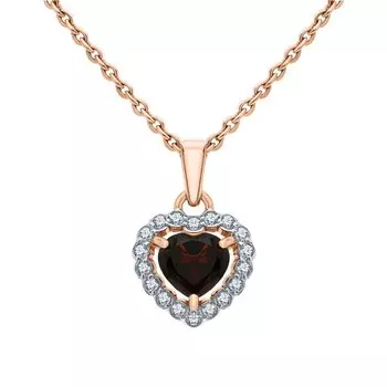 Золотая подвеска с фианитами и гранатами природными