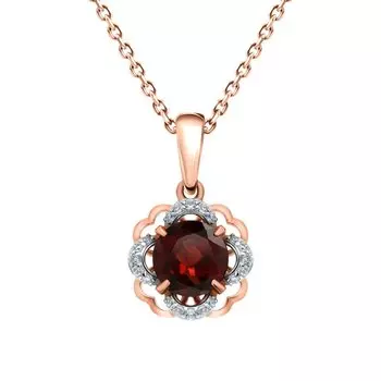 Золотая подвеска с фианитами и гранатами природными