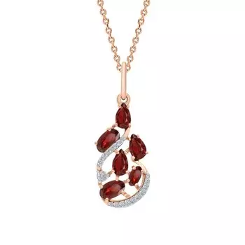 Золотая подвеска с фианитами и гранатами природными