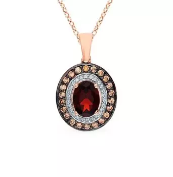 Золотая подвеска с фианитами и гранатами природными