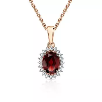 Золотая подвеска с фианитами и гранатами природными