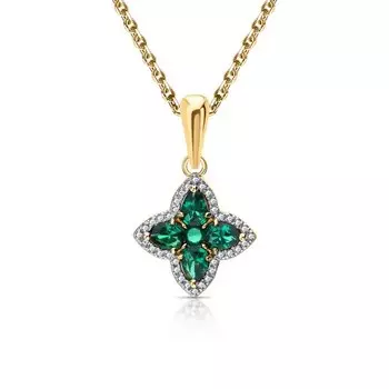 Золотая подвеска с фианитами и изумрудами