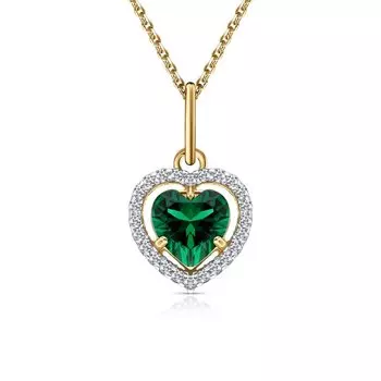 Золотая подвеска с фианитами и наноситалом изумруд