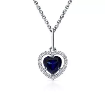 Золотая подвеска с фианитами и наноситалом сапфир