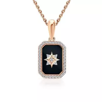 Золотая подвеска с фианитами и ониксом