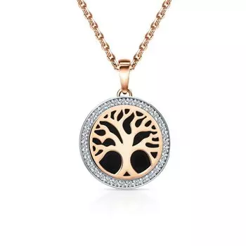 Золотая подвеска с фианитами и ониксом