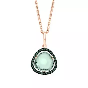 Золотая подвеска с фианитами и празиолитом природным