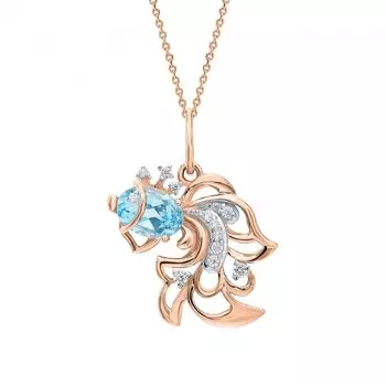 Золотая подвеска с фианитами и топазами