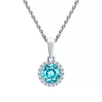 Золотая подвеска с фианитами и топазами природными