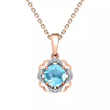 Золотая подвеска с фианитами и топазами природными