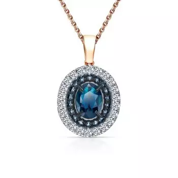 Золотая подвеска с фианитами и топазами природными