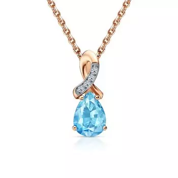 Золотая подвеска с фианитами и топазами природными