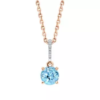 Золотая подвеска с фианитами и топазом природным