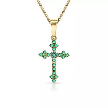 Золотая подвеска с изумрудами природными