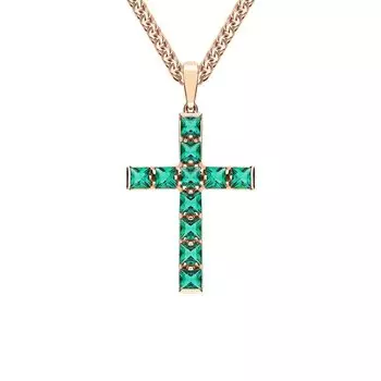 Золотая подвеска с изумрудами выращенными