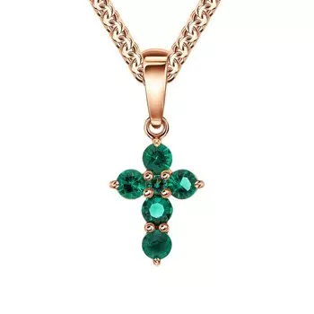 Золотая подвеска с изумрудами выращенными