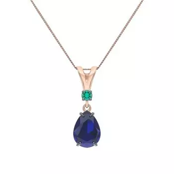 Золотая подвеска с изумрудами выращенными и сапфирами выращенный