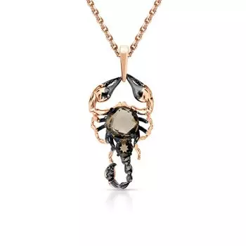 Золотая подвеска с кварцами дымчатыми природными