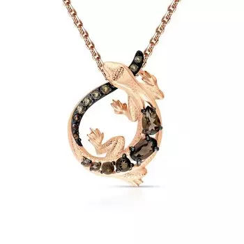 Золотая подвеска с кварцами дымчатыми природными