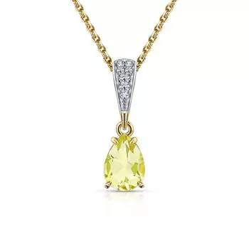 Золотая подвеска с лимонным кварцем и бриллиантами