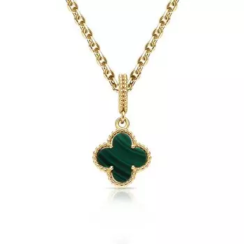 Золотая подвеска с малахитом природным