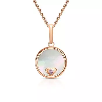 Золотая подвеска с перламутром природным и сапфирами природными