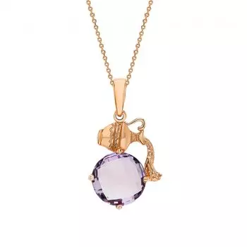 Золотая подвеска с природным аметистом