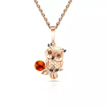 Золотая подвеска с янтарем природным