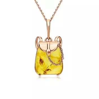 Золотая подвеска с янтарем природным