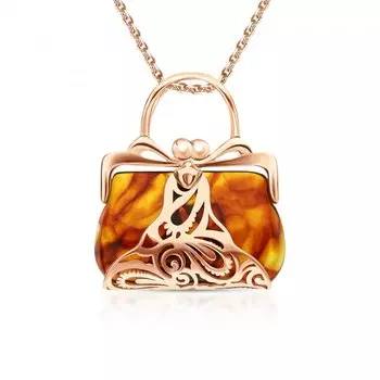 Золотая подвеска с янтарем природным